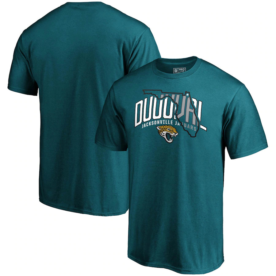 Jacksonville Jaguars Fanatics Branded Hometown “DUUUVAL” T‑Shirt – Teal (UK Stock) - UKASSNI