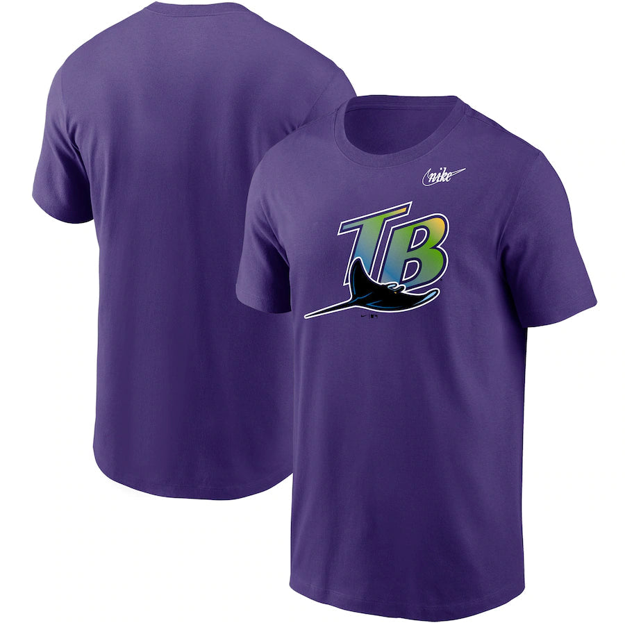 Tampa Bay Rays MLB UK Nike Cooperstown Collection Logo T-Shirt - Purple - UKASSNI