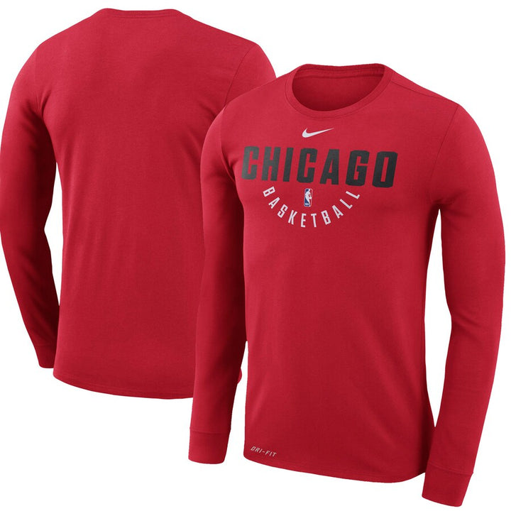 Chicago Bulls NBA UK 2XL Nike Practice Long Sleeve Performance T-Shirt – Red (UK Stock) - UKASSNI
