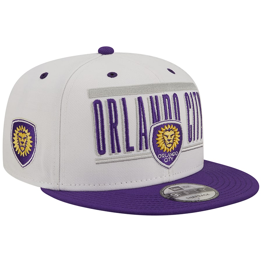 Orlando City SC MLS UK New Era Retro Title 9FIFTY Snapback Hat - White/Purple - UKASSNI
