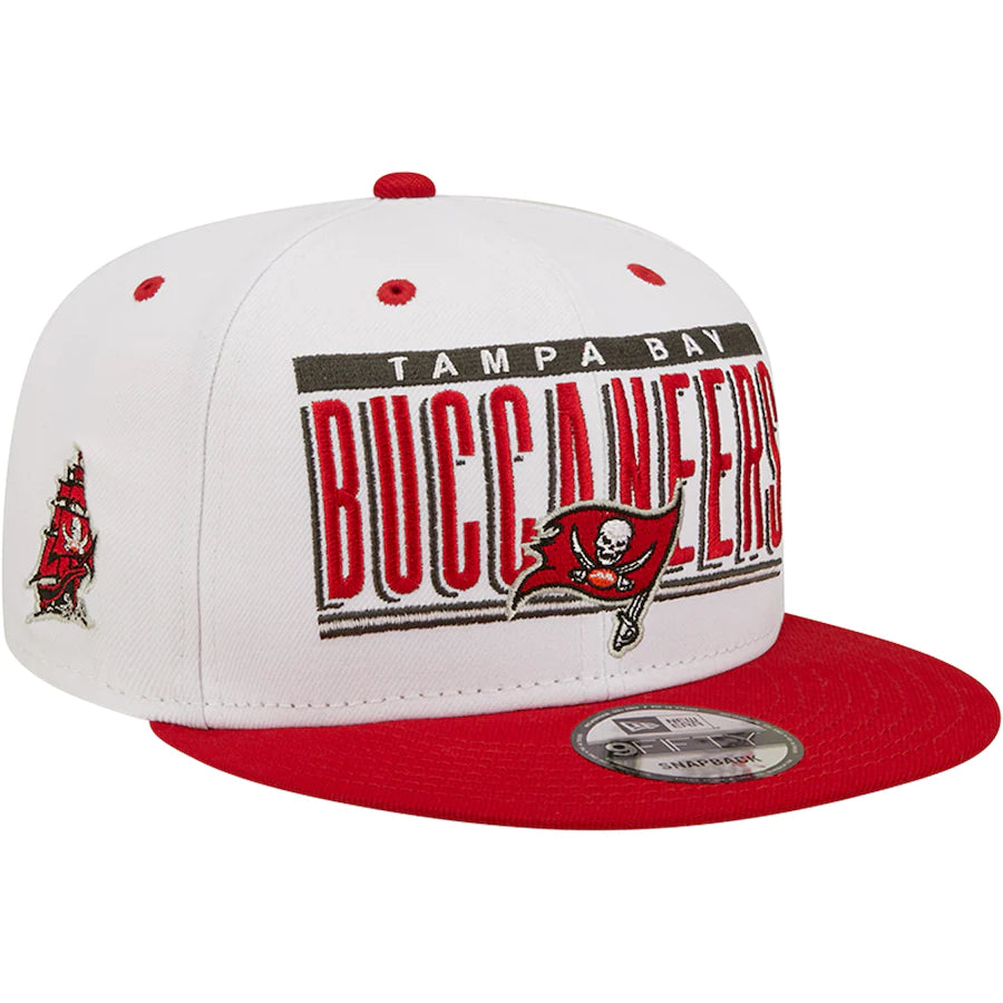 Tampa Bay Buccaneers NFL UK New Era Retro Title 9FIFTY Snapback Hat - White/Red - UKASSNI