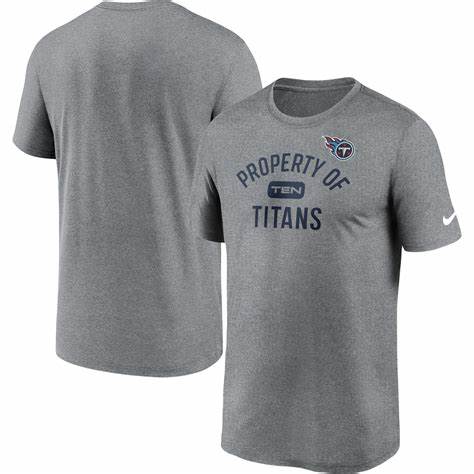 Tennessee Titans NFL UK Nike Property Of Legend Performance T-Shirt -- Heathered Charcoal - UKASSNI