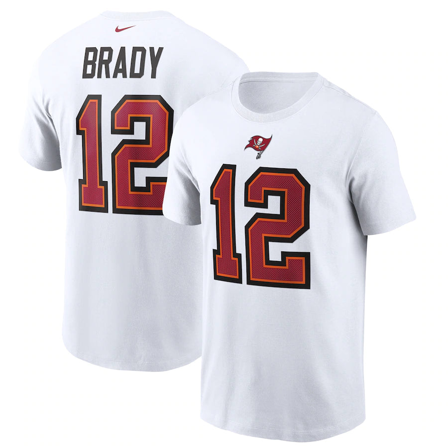 Tampa Bay Buccaneers NFL UK Tom Brady Nike Player Name & Number T-Shirt - White - UKASSNI