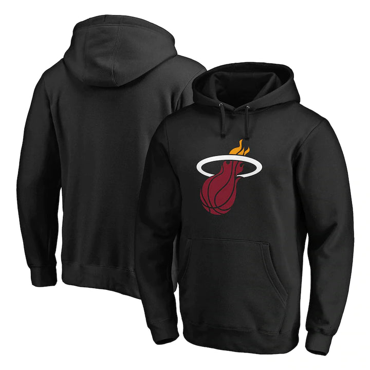 Miami Heat NBA UK Small Fanatics Branded Primary Team Logo Pullover Hoodie – Black (UK Stock) - UKASSNI