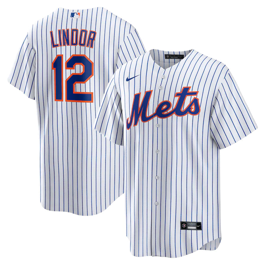 New York Mets Large MLB UK Francisco Lindor Nike Home Replica Player Jersey -- White - UKASSNI