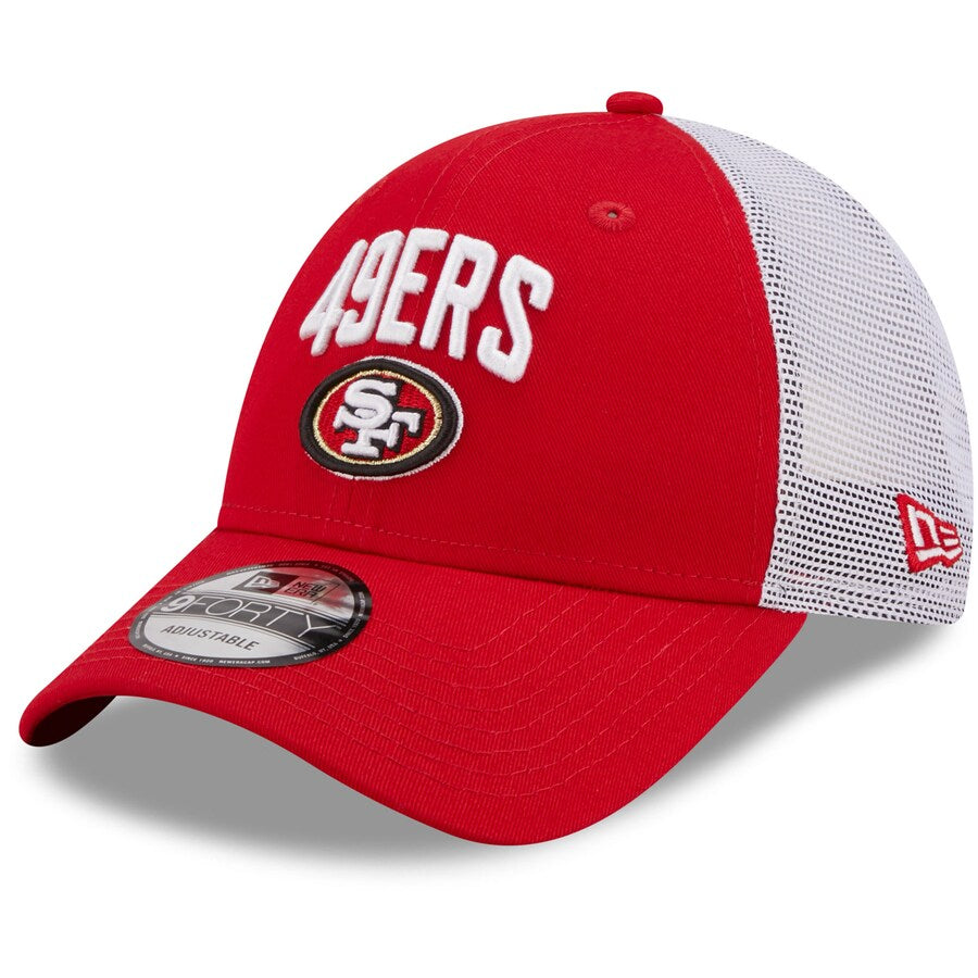 San Francisco 49ers NFL UK New Era Team Title Trucker 9FORTY Snapback Hat - Scarlet/White - UKASSNI