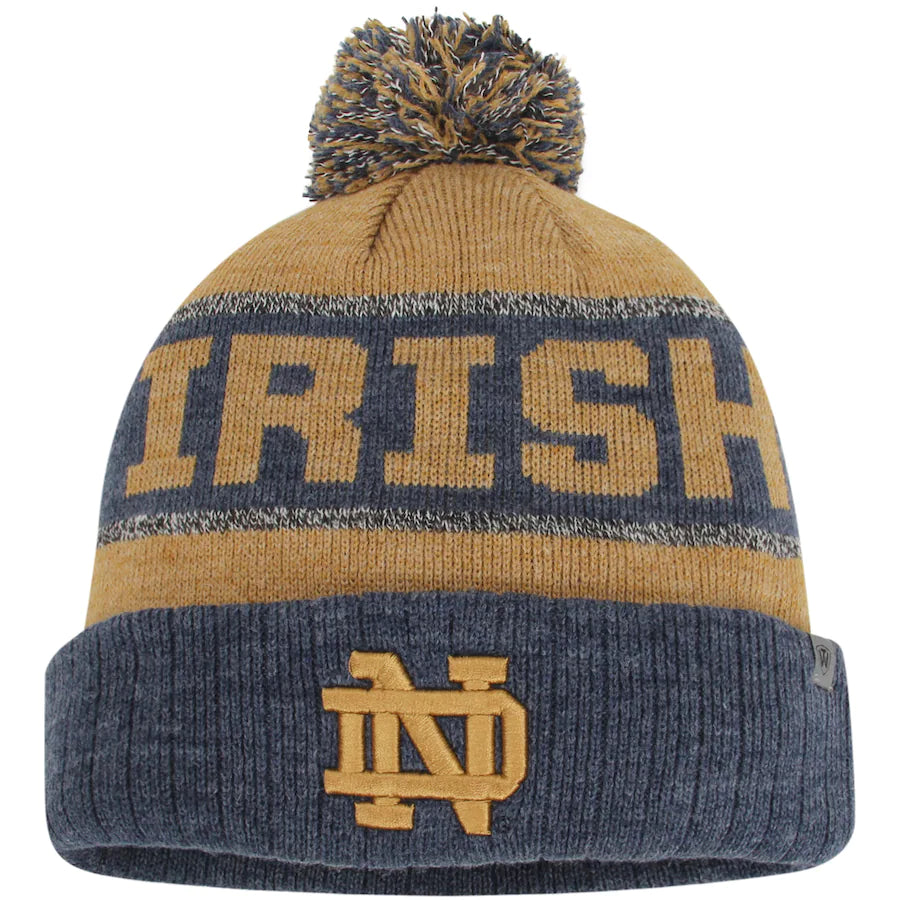 Notre Dame Fighting Irish NCAA UK Top of the World Youth Below Zero Cuffed Knit Hat With Pom - Navy - UKASSNI