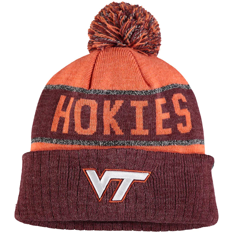 Virginia Tech Hokies NCAA Top of the World Youth Below Zero Cuffed Knit Hat with Pom – Orange (UK Stock) - UKASSNI