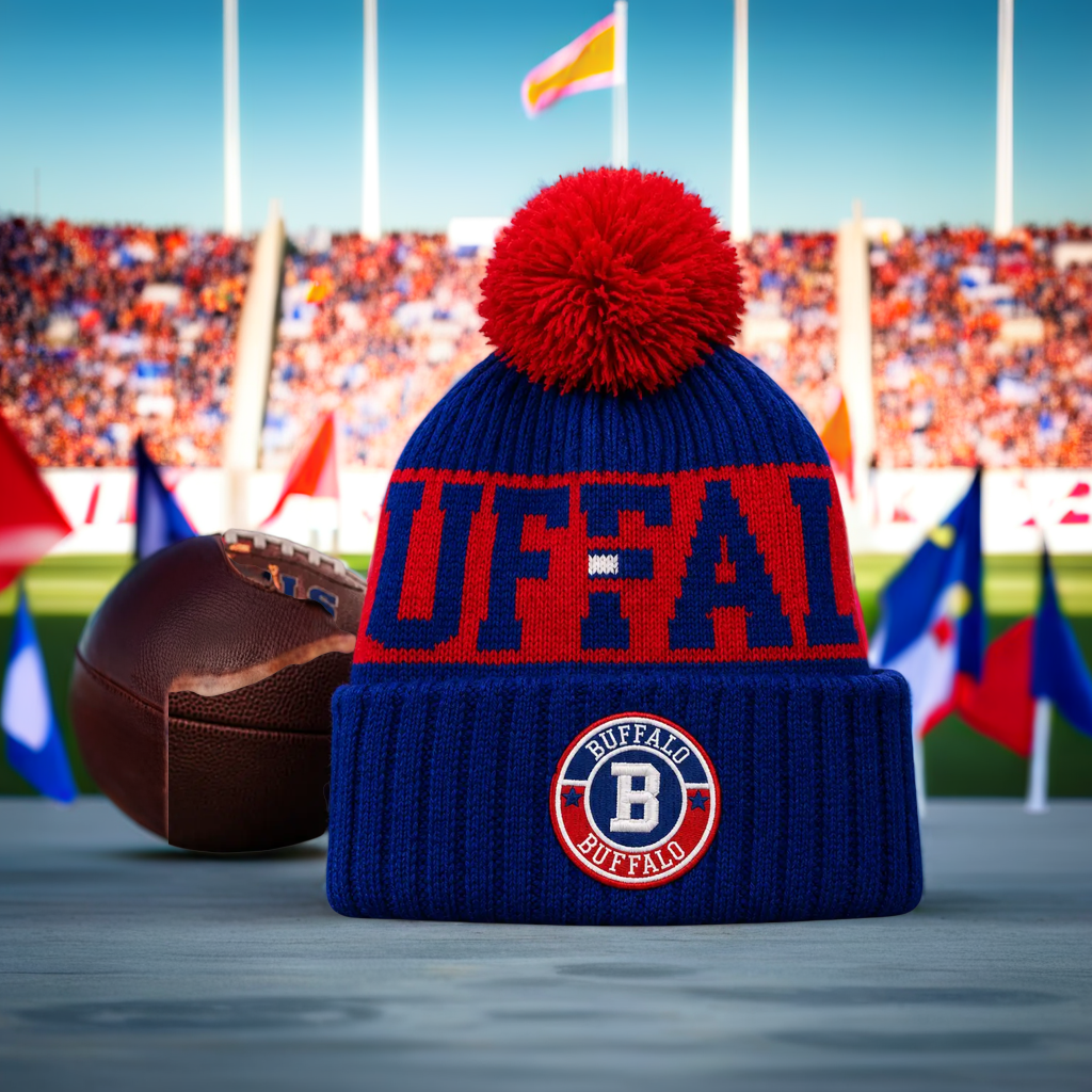 Buffalo Bills Knit Hat – NFL Solid Colour – Blue/Red (UK Stock)