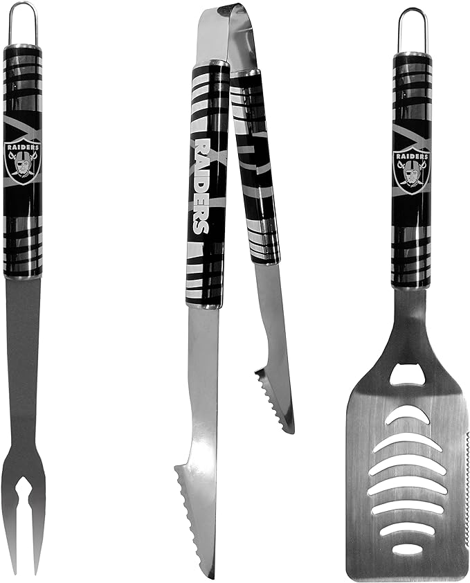 Las Vegas Raiders Siskiyou UK BBQ Set (3-Piece) (UK Stock) - UKASSNI