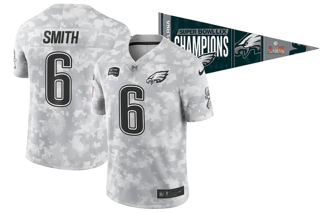 Philadelphia Eagles DeVonta Smith NFL UK 2XL Nike 2024 Salute to Service Limited Jersey - Arctic Camo + Free Pennant - UKASSNI