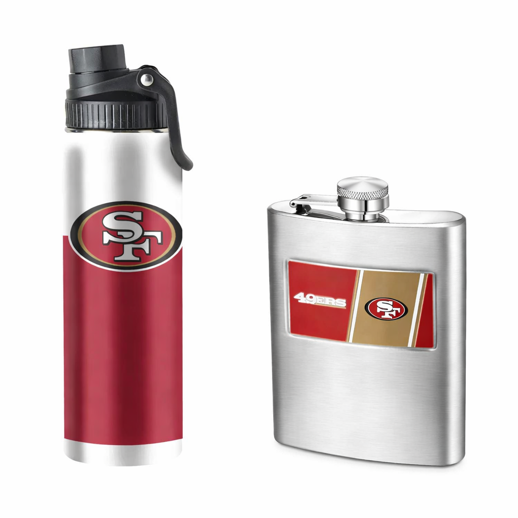 San Francisco 49ers NFL Water Bottle & Hip Flask Bundle – (UK Stock) - UKASSNI