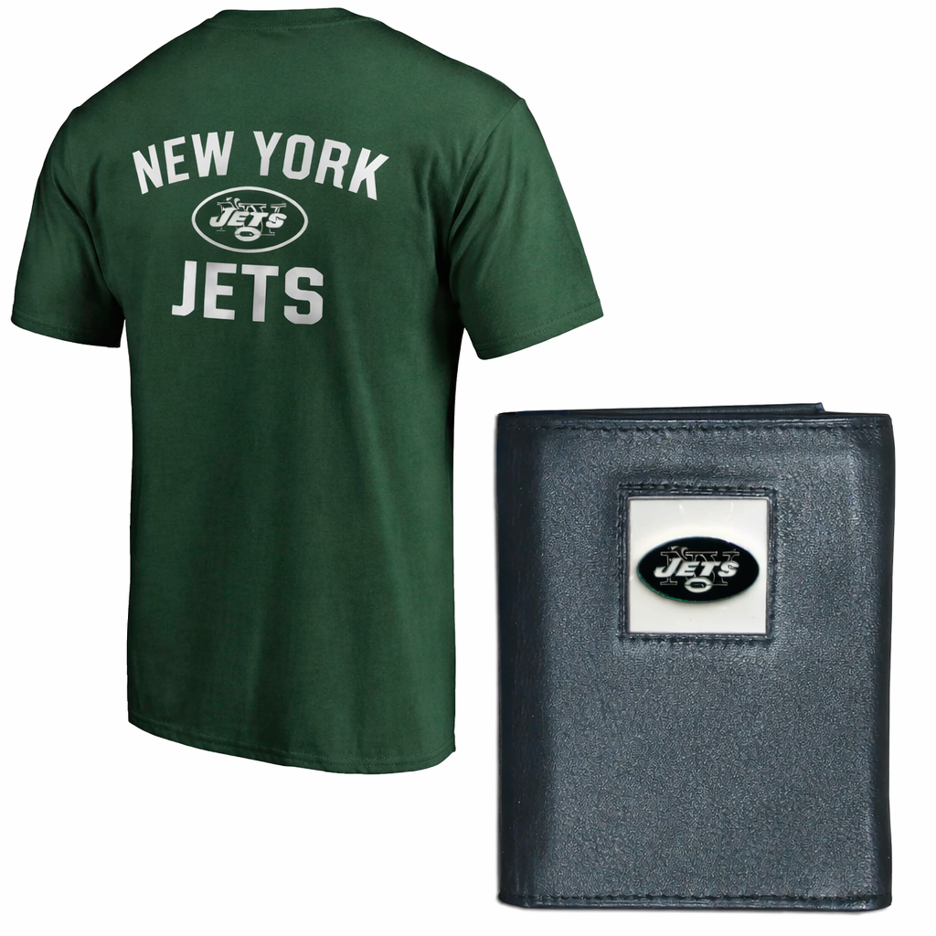 New York Jets NFL T-Shirt & Wallet Bundle – Green/Black – Medium (UK Stock) - UKASSNI