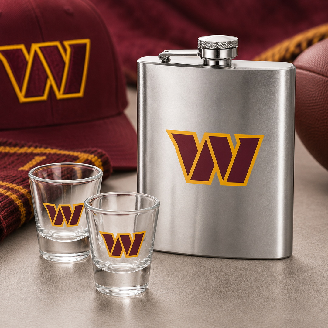 Washington Commanders NFL Flask &amp; Shot Gift Set (UK Ready)