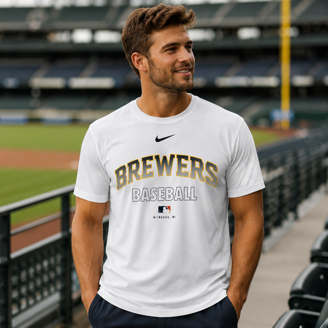 Milwaukee Brewers Nike Team Performance T-Shirt - MLB – White – Small (UK Ready)