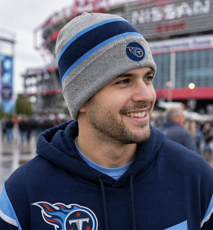 Tennessee Titans NFL Fanatics Branded Logo Cuffed Knit Hat – Heather Gray (UK Stock) - UKASSNI