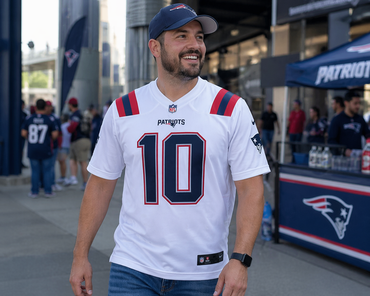 New England Patriots NFL Drake Maye Nike Game Player Jersey – White (UK Stock)