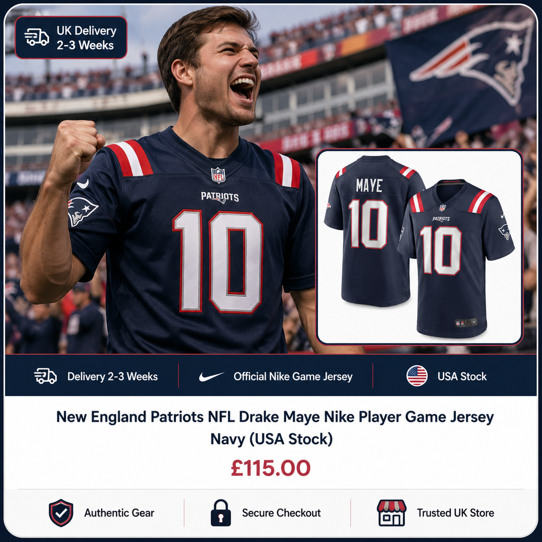 New England Patriots NFL Drake Maye Nike Player Game Jersey – Navy (USA Stock)