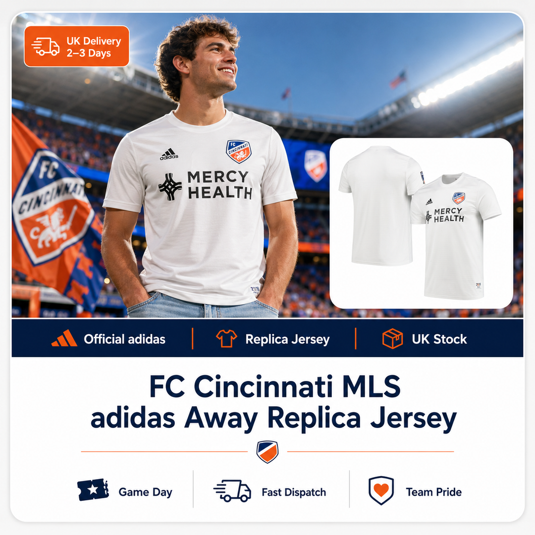 FC Cincinnati MLS adidas Away Replica Jersey – White Small (UK Stock) - UKASSNI
