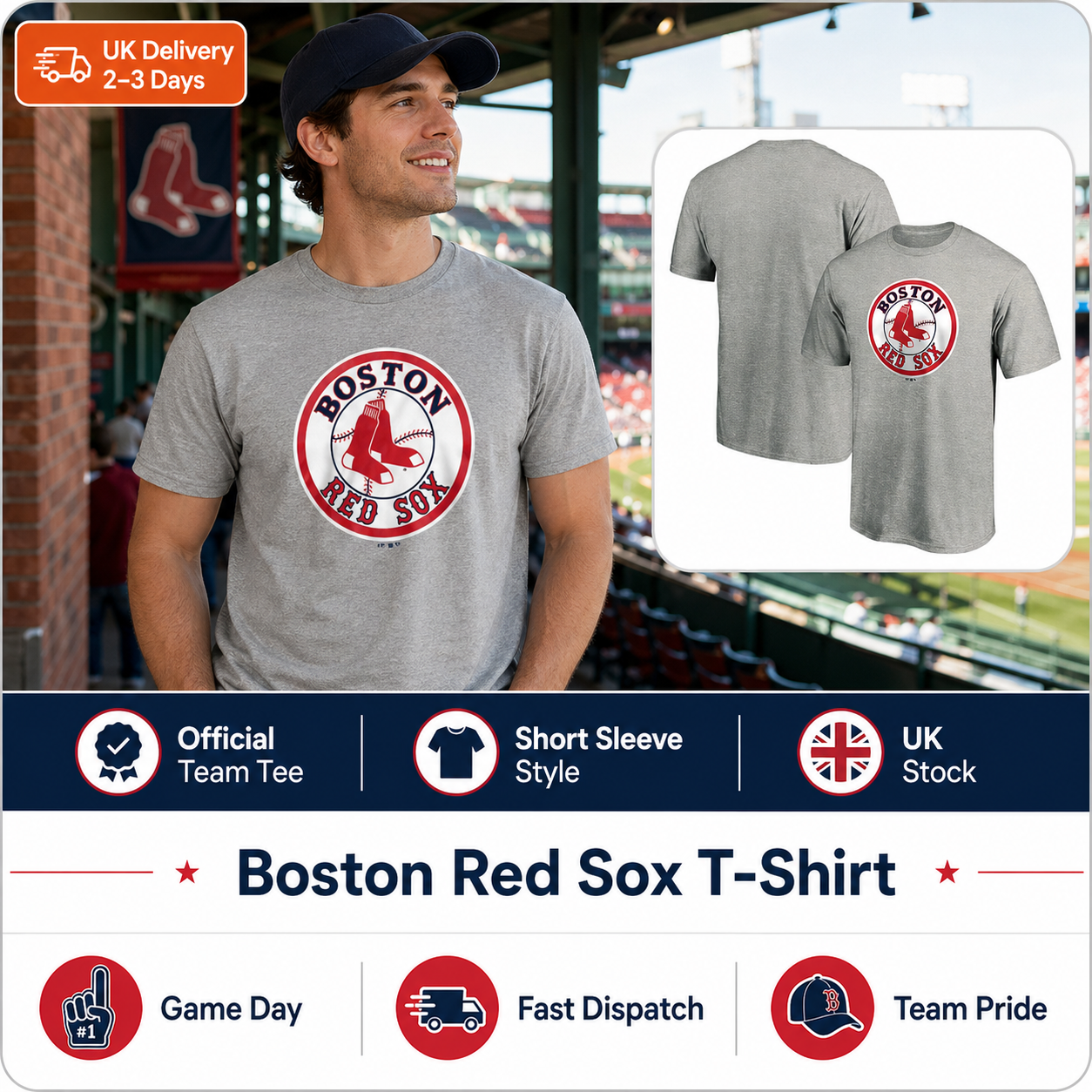 Boston Red Sox MLB Fanatics Branded Cooperstown Collection Forbes T-Shirt – Grey – Medium (UK Stock) - UKASSNI