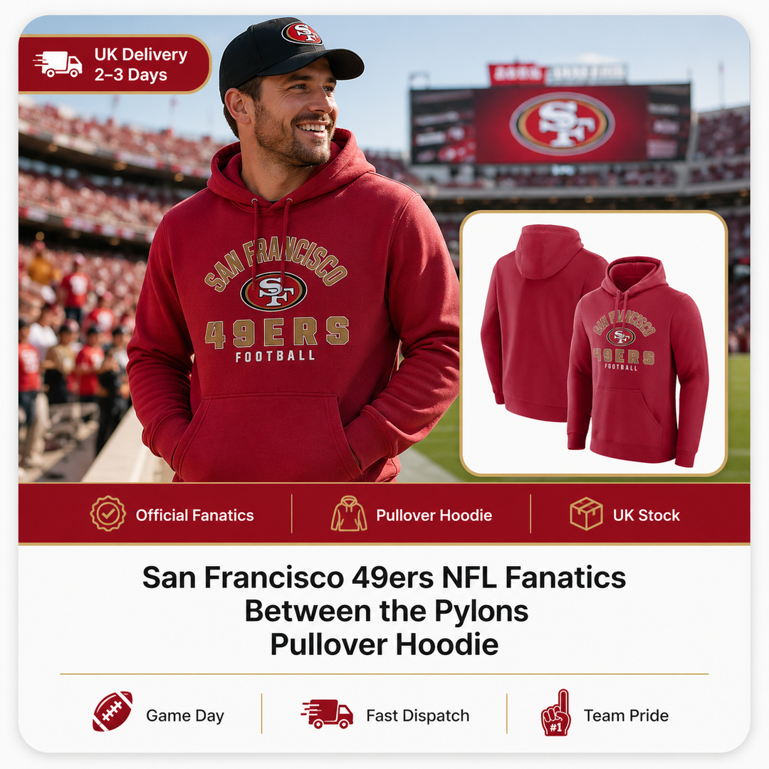 San Francisco 49ers NFL Fanatics Between the Pylons Pullover Hoodie – Scarlet – Medium (UK Stock)