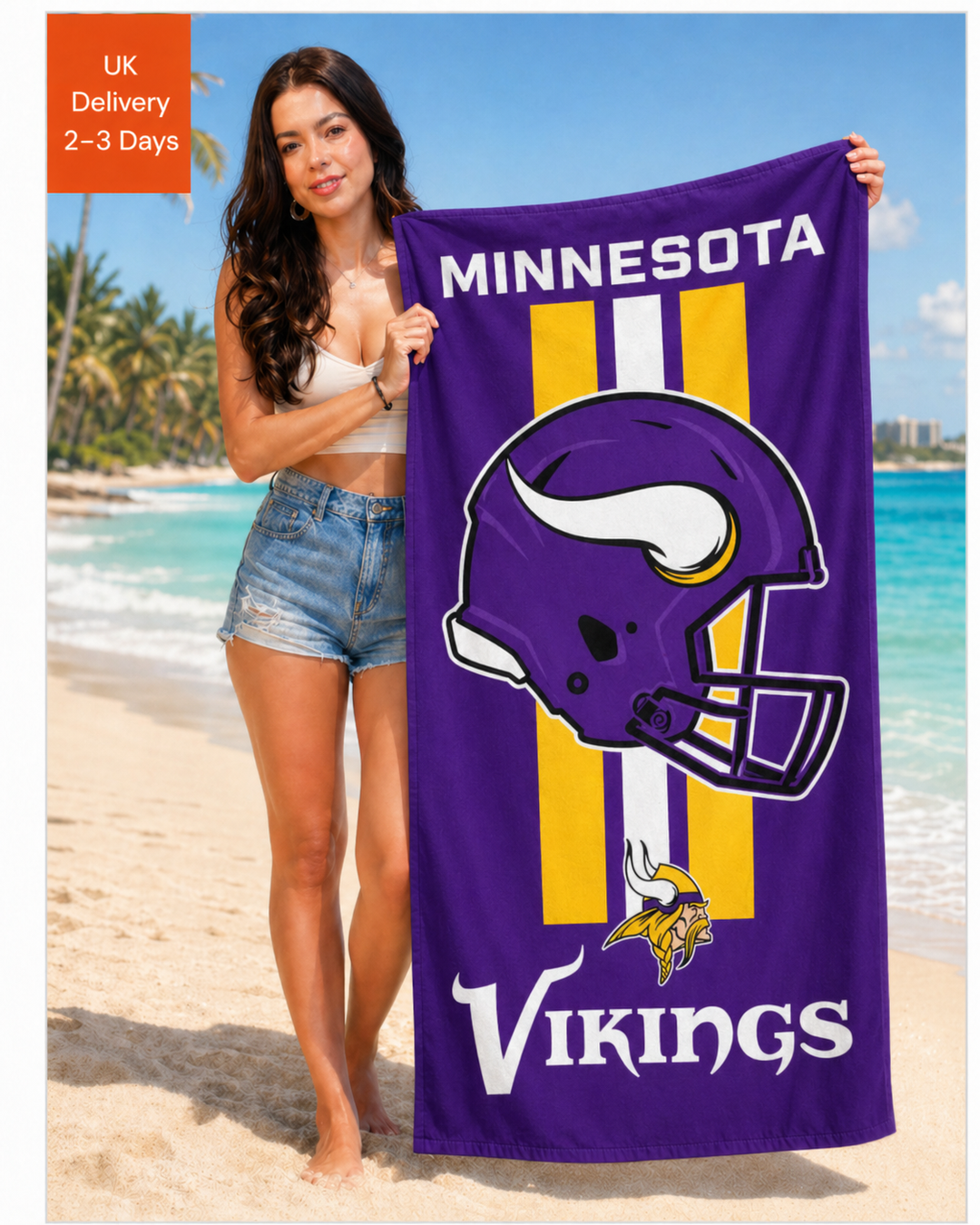 Minnesota Vikings NFL WinCraft Fiber Beach Towel (UK Stock) - UKASSNI