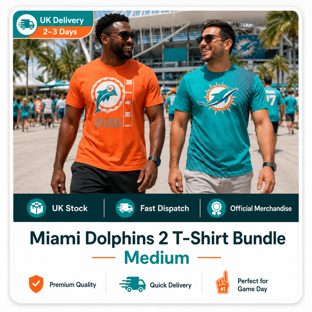 Miami Dolphins NFL 2 T-Shirt Bundle – Medium (UK Stock) - UKASSNI