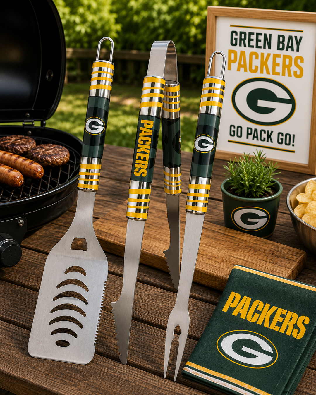 Green Bay Packers Siskiyou UK BBQ Set (3-Piece) (UK Stock)