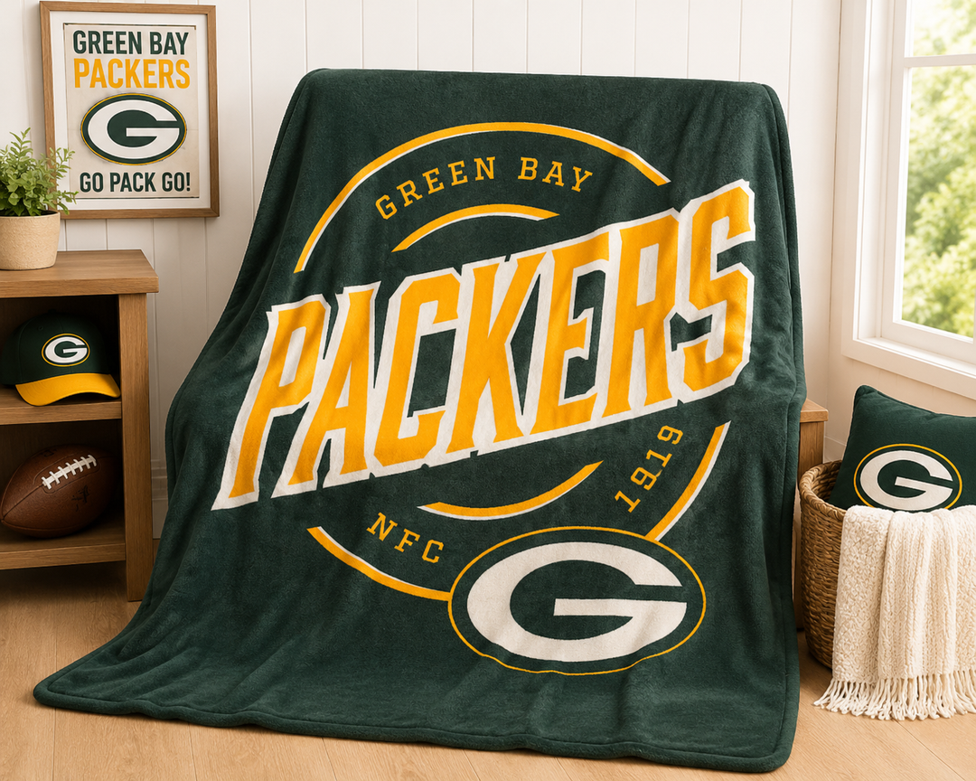 Green Bay Packers NFL 50″ × 60″ Unisex Fleece Throw Blanket – (UK Stock)
