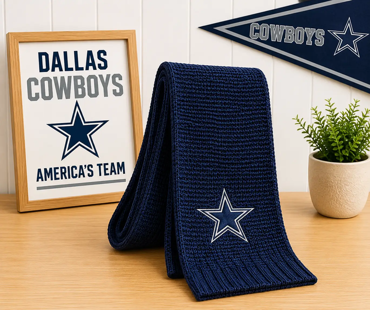 Dallas Cowboys NFL Embroidered Logo Waffle Scarf (UK Ready) by UK American Sports Store