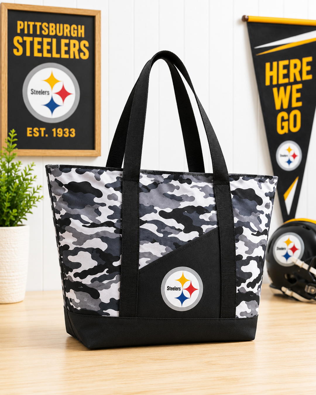 Pittsburgh Steelers NFL Littlearth Super-Duty Camo Tote Bag – Team Colours (UK Stock)