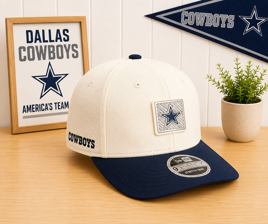 Dallas Cowboys 2026 Training Camp Hat - NFL New Era 9SEVENTY Adjustable – Cream/Navy (USA Sourced)