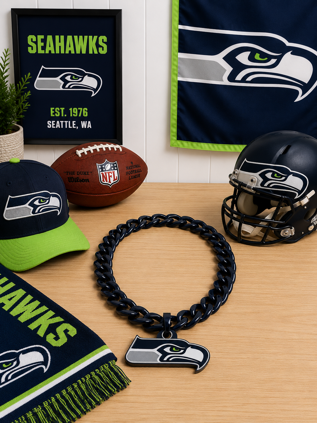Seattle Seahawks NFL UK Logo FanFave Fan Chain (UK Stock)