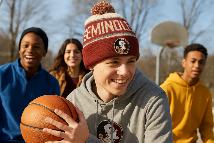 Florida State Seminoles NCAA Top of the World Youth Below Zero Cuffed Knit Hat with Pom – Garnet (UK Stock) - UKASSNI
