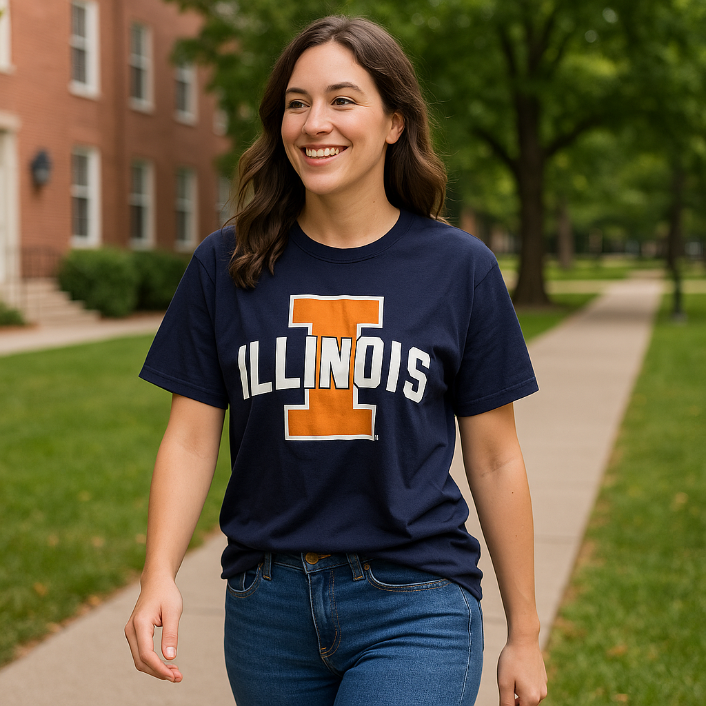 Illinois Fighting Illini NCAA Fanatics Branded T-Shirt – Navy Medium (UK Stock) - UKASSNI