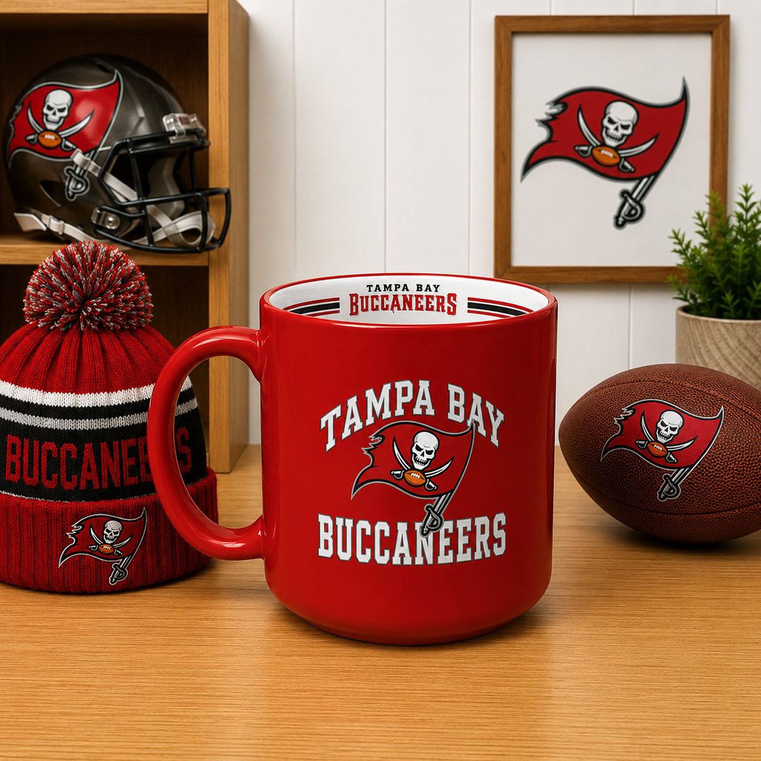 Tampa Bay Buccaneers NFL 15oz Stripe Mug – Team Colours (UK Stock)