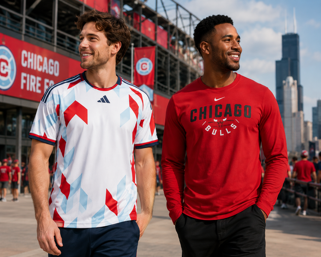 Chicago Fire MLS Jersey + Chicago Bulls NBA Long Sleeve T-Shirt Bundle – 2XL (UK Stock)
