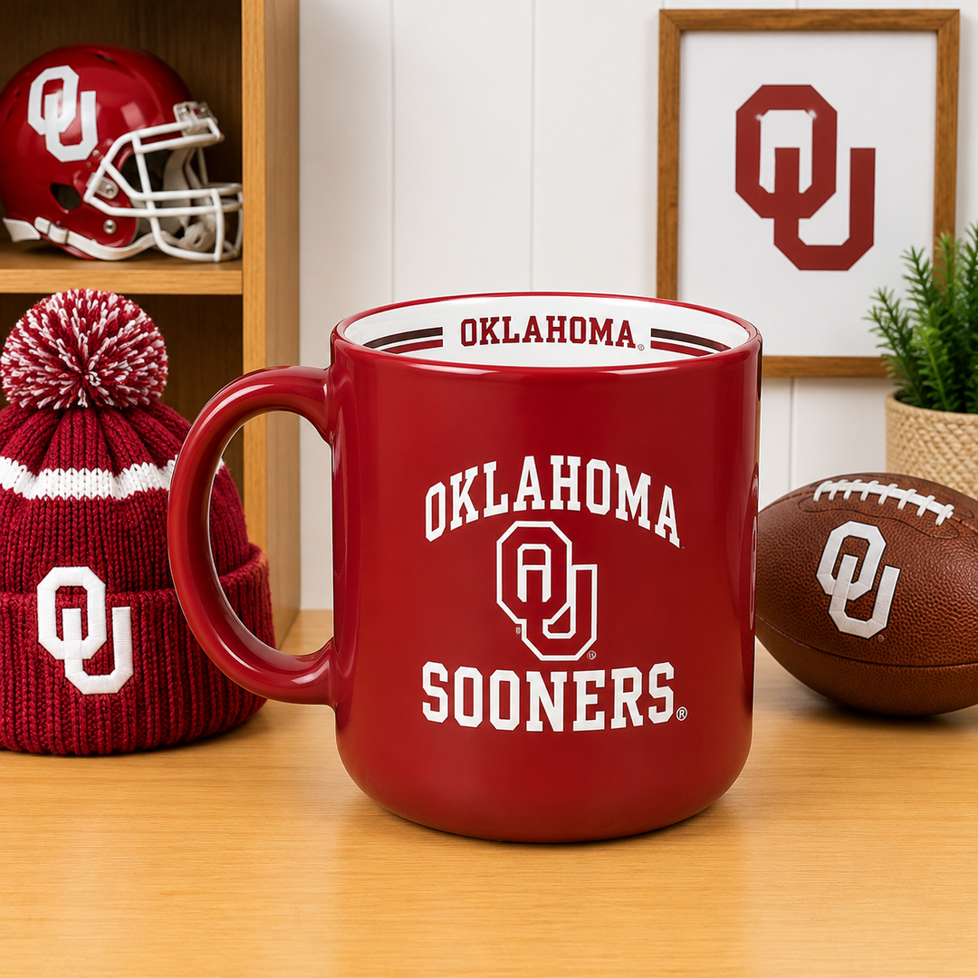 Oklahoma Sooners NCAA 15oz Stripe Mug (UK Stock)