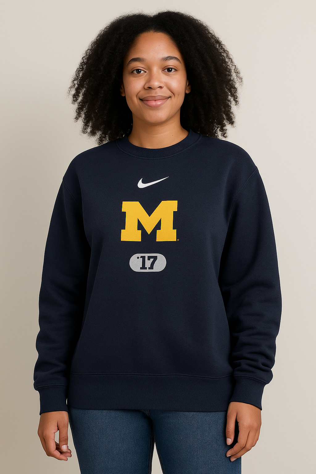 Michigan Wolverines NCAA UK Medium Nike Women's Vault Every Day Fleece Pullover Sweatshirt – Navy (UK Stock) - UKASSNI
