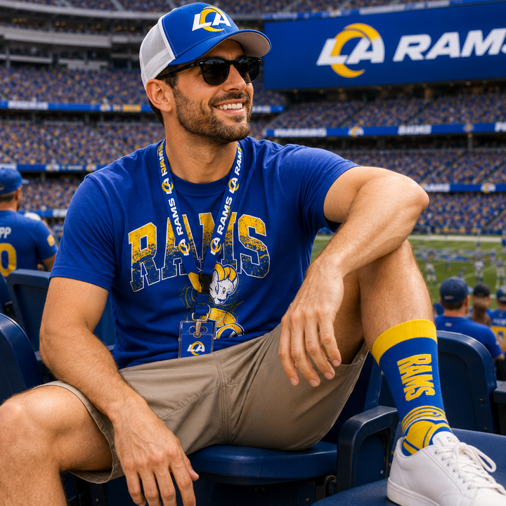 Los Angeles Rams NFL Socks + Trucker Cap Bundle – (UK Stock)