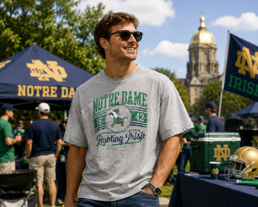 Notre Dame Fighting Irish NCAA Oversized Icon T-Shirt – Gray – Small (UK Stock)