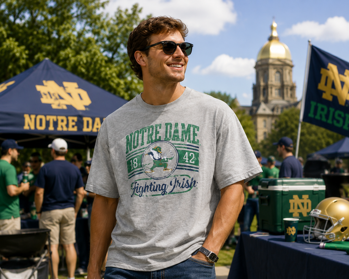 Notre Dame Fighting Irish NCAA Oversized Icon T-Shirt – Gray – Small (UK Stock)