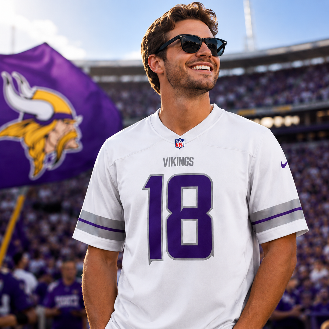 Minnesota Vikings NFL UK Justin Jefferson Nike Alternate Game Player Jersey – White (UK Stock)