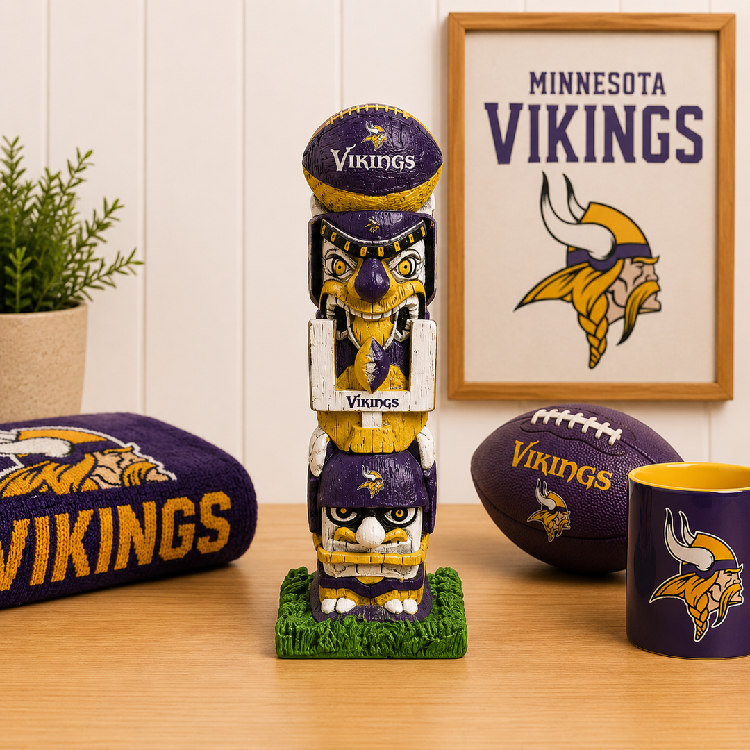 Minnesota Vikings NFL 16″ Tiki Face Totem Pole Figurine – (UK Stock)