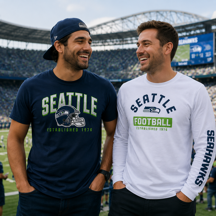 Seattle Seahawks NFL Two-Pack T-Shirt – Navy/White Large (UK Stock)