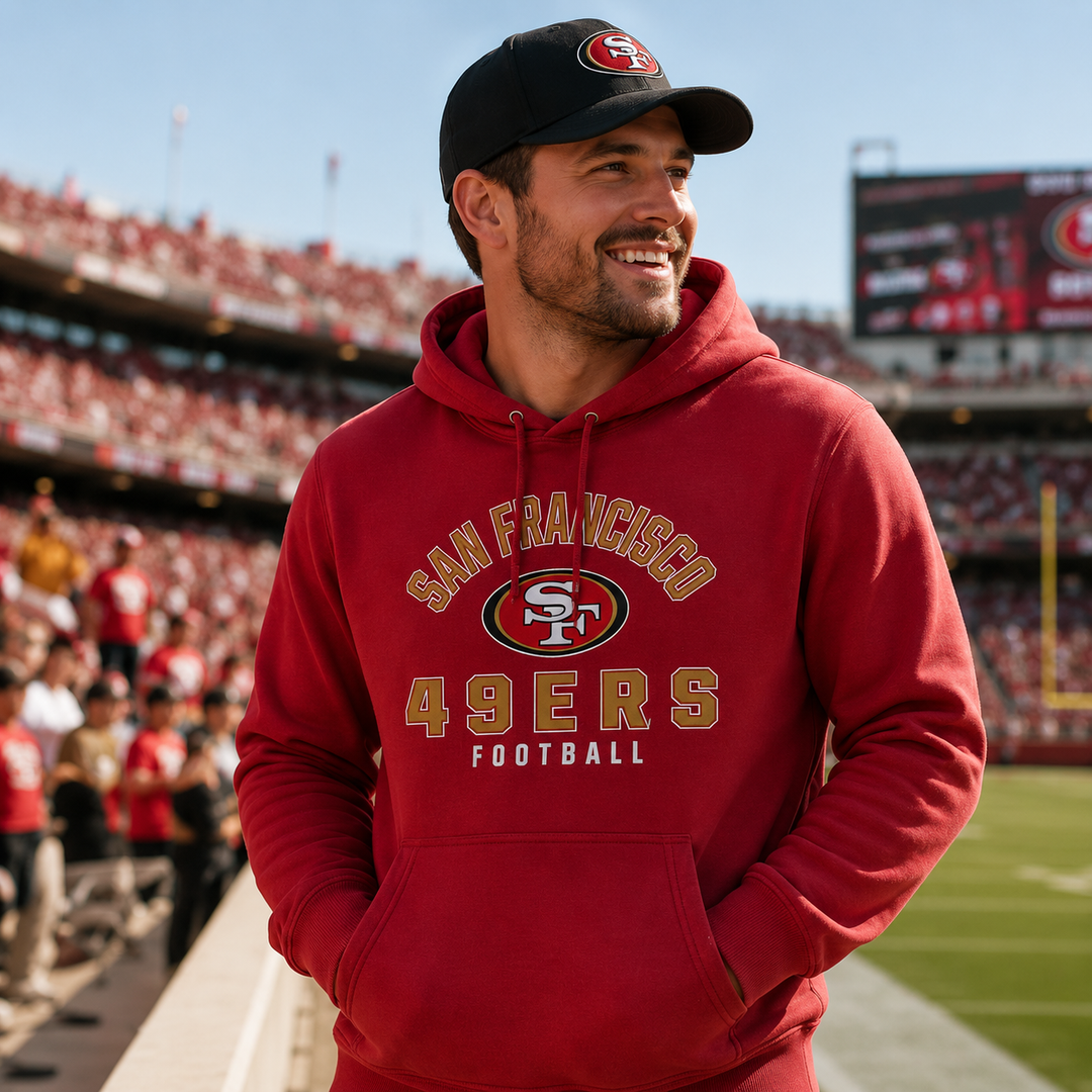 San Francisco 49ers NFL Fanatics Between the Pylons Pullover Hoodie – Scarlet – Medium (UK Stock)