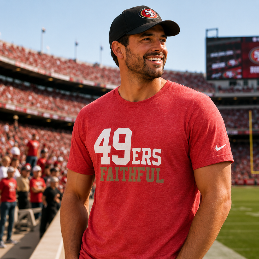 San Francisco 49ers NFL Nike Local Tri-Blend T-Shirt – Heather Scarlet – Medium (UK Stock)