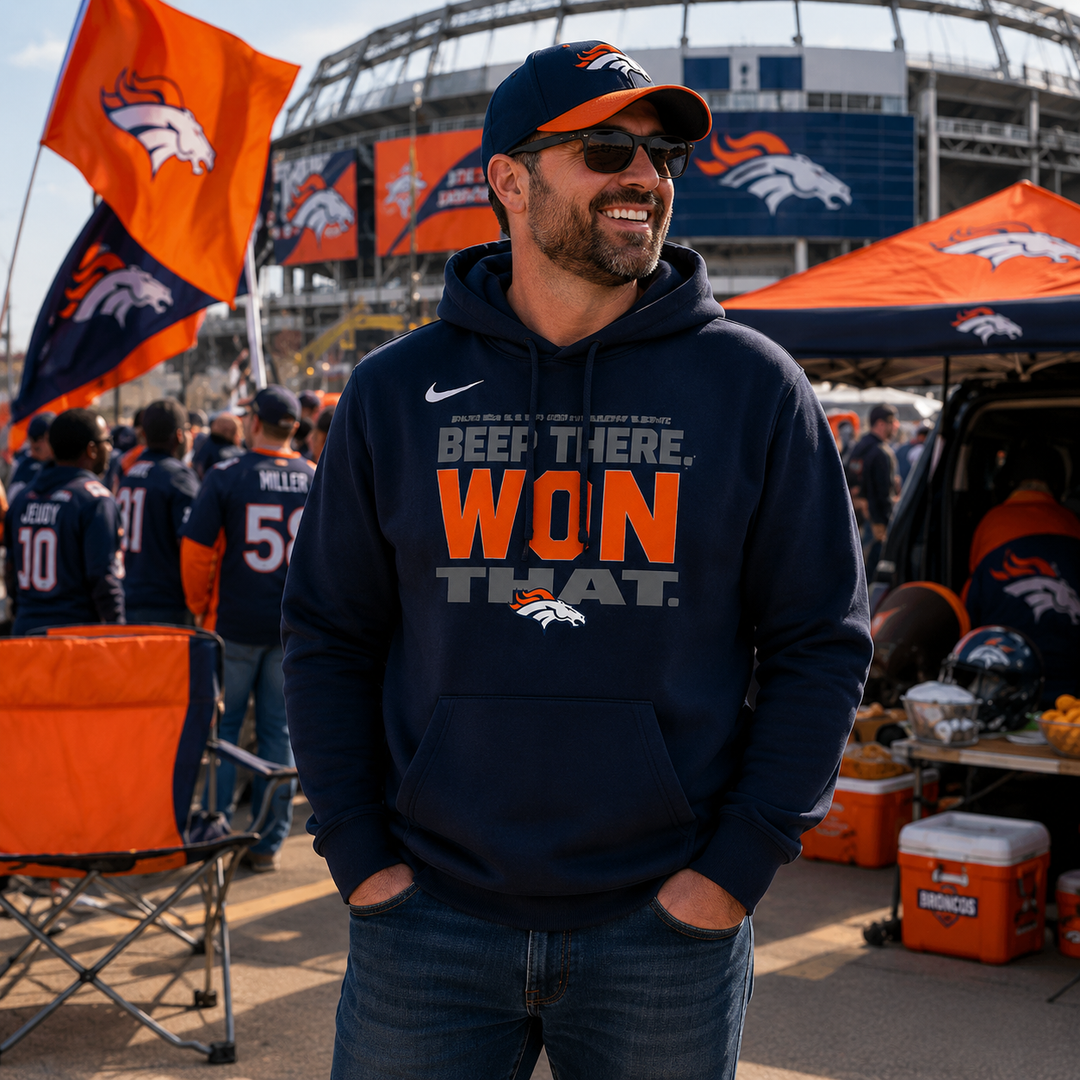 Denver Broncos NFL Nike 2025 AFC West Division Champions Locker Room Trophy Collection Hoodie – Navy – 2XL (UK Stock)