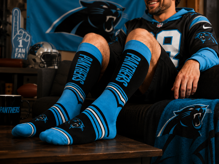 Carolina Panthers Go Team Socks - NFL – One Size Fits Most (UK Ready)