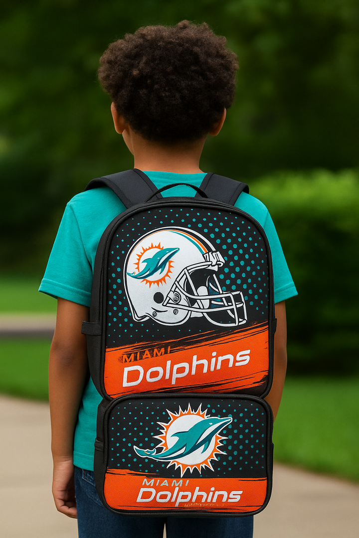 Miami Dolphins NFL UK Youth Backpack Lunch Bag Combo
